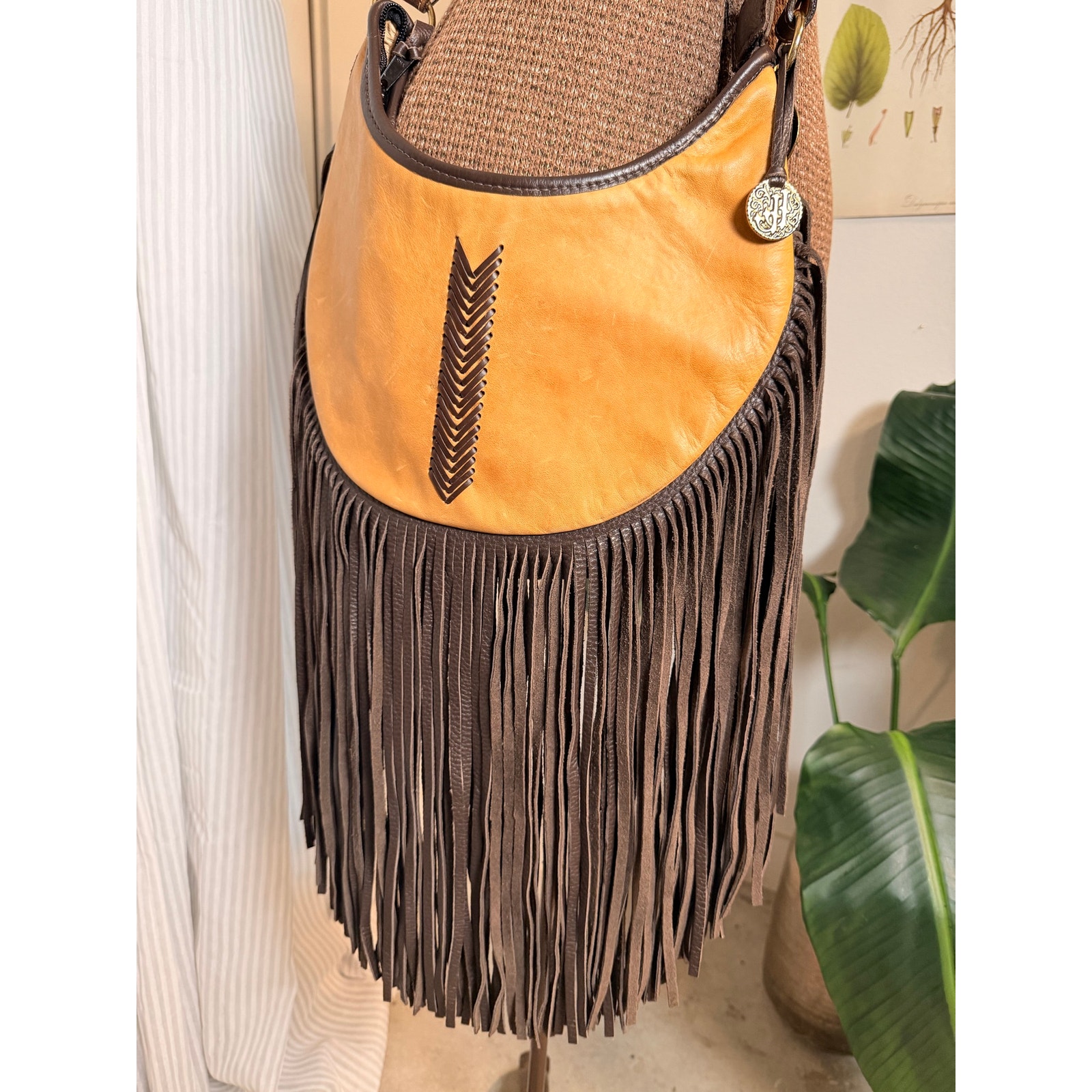 Double J Saddlery Buckskin Leather Hobo Bag Fringe Western Boho